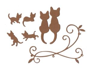Scrapki papierowe koty, kotki i gałązka brązowe  - 1 komplet