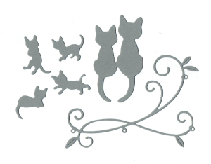 Scrapki papierowe koty, kotki i gałązka szare  - 1 komplet