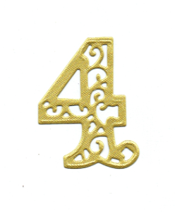Scrapki papierowe złote perłowe Liczby, cyfry, liczba, cyfra "4" - 5 sztuk