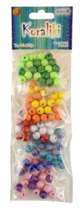 Koraliki, korale, kulki plastikowe 9mm 50g  (5x10g) 110szt - mix kolorów 