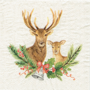 Serwetka decoupage 33x33 cm - jeleń, sarna, stroik