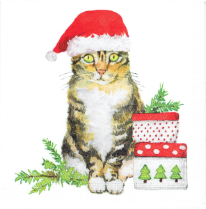 Serwetka decoupage 33x33 cm - kot, kotek, święta