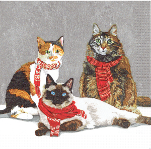 Serwetka decoupage 33x33 cm - koty, kotki, zima