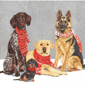 Serwetka decoupage 33x33 cm - psy, pieski, zima 