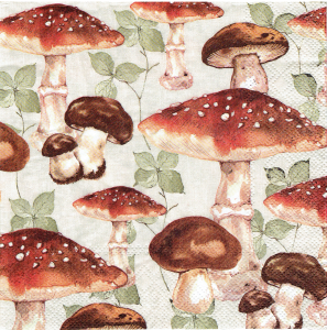 Serwetka decoupage 33x33 cm - grzyby, grzybki