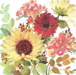 Serwetka decoupage 33x33 cm - kwiaty, słoneczniki