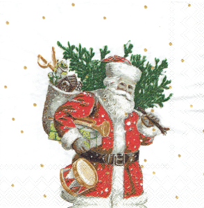 Serwetka decoupage mała 25x25cm - Mikołaj, prezenty