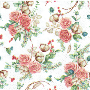 Serwetka decoupage mała 25x25cm - kwiaty, kwiatki, róże