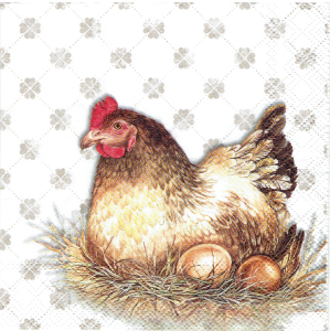 Serwetka decoupage mała 25x25cm - kura, jajka, ptak, gniazdo