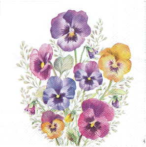 Serwetka decoupage mała 25x25cm - kwiaty, bratki