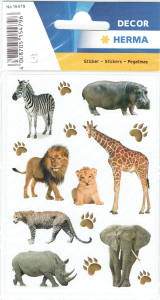 Naklejki, stickersy 3 arkusze - zwierzęta Afryki