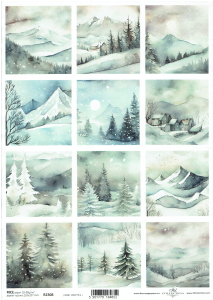 Papier ryżowy A4 ITD do decoupage - widok zimowy, pejzaż, zima