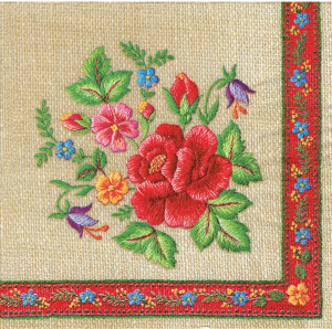 Serwetka decoupage 33x33 cm - folk, ludowa, kwiaty