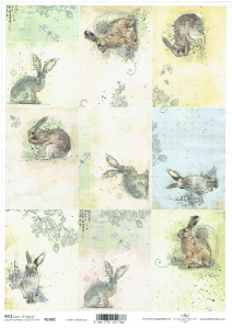 Papier ryżowy A4 ITD do decoupage - Wielkanoc, zające, zajączki