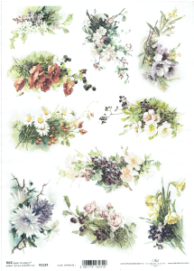 Papier ryżowy A4 ITD do decoupage - kwiaty, kwiatki