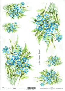 Papier ryżowy A4 ITD do decoupage - kwiaty, kwiatki, niezapominajki