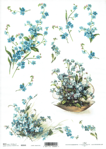 Papier ryżowy A4 ITD do decoupage - kwiaty, kwiatki, niezapominajki