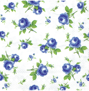 Serwetka decoupage mała 25x25cm - kwiaty, niebieskie róże 