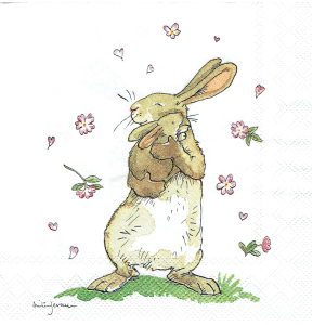 Serwetka decoupage mała 25x25cm - zające, zajączki 