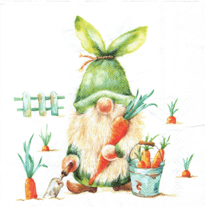 Serwetka decoupage 33x33 cm - krasnal, skrzat, ogrodnik