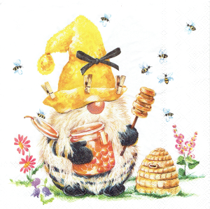 Serwetka decoupage 33x33 cm - krasnal, skrzat, pszczelarz