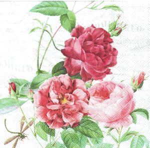Serwetka decoupage 33x33 cm - kwiaty, róże, napisy