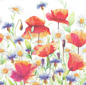 Serwetka decoupage 33x33 cm - kwiaty, maki, chabry