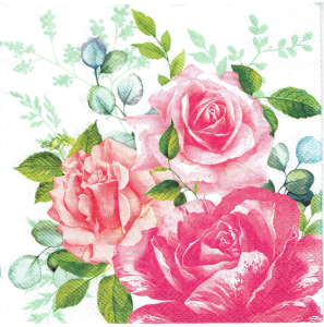 Serwetka decoupage 33x33 cm - kwiaty, róże, róża