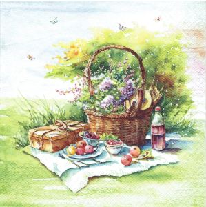 Serwetka decoupage 33x33 cm - piknik, kwiaty, koszyk