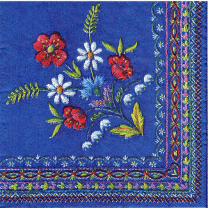 Serwetka decoupage 33x33 cm - folk, ludowa, kwiaty, maki, chabry  