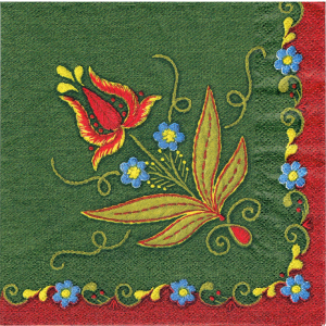 Serwetka decoupage 33x33 cm - folk, ludowa, kwiaty, lilie