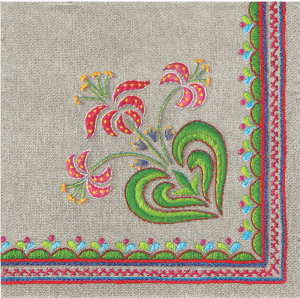 Serwetka decoupage 33x33 cm - folk, ludowa, kwiaty, złotogłów