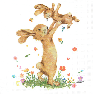 Serwetka decoupage 33x33 cm - Wielkanoc, zające, zajączki