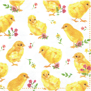 Serwetka decoupage 33x33 cm - Wielkanoc, kurczaki