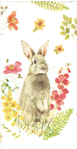 Chusteczka do decoupage - zające, zajączki, kwiaty
