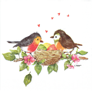 Serwetka decoupage mała 25x25cm - ptaki, ptaszki, gniazdko