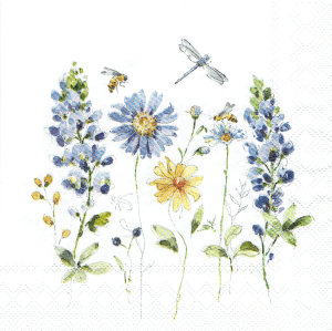 Serwetka decoupage mała 25x25cm -kwiaty, kwiatki, owady