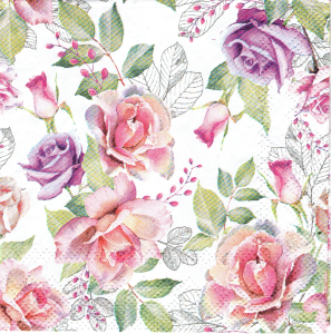 Serwetka decoupage mała 25x25cm - kwiaty, róże