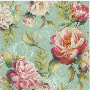 Serwetka decoupage mała 25x25cm - kwiaty, piwonie