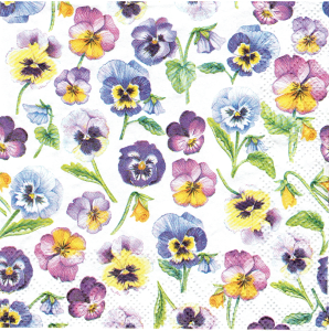 Serwetka decoupage mała 25x25cm - kwiaty, bratki