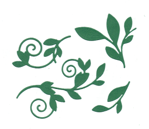 Scrapki papierowe liście, zawijasy ciemno zielone -  1 zestaw