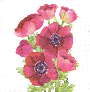Serwetka decoupage 33x33 cm - kwiaty, anemony