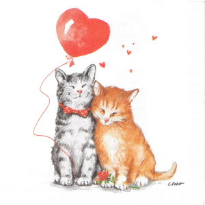 Serwetka decoupage 33x33 cm - koty, kotki, para