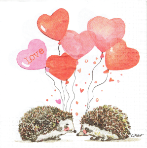 Serwetka decoupage 33x33 cm - jeże, jeżyki, para