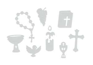 Scrapki papierowe białe perłowe Komunia, Chrzest - 1 zestaw