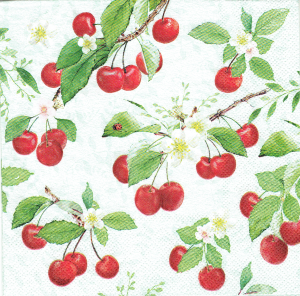 Serwetka decoupage 33x33 cm - wiśnie, owoce