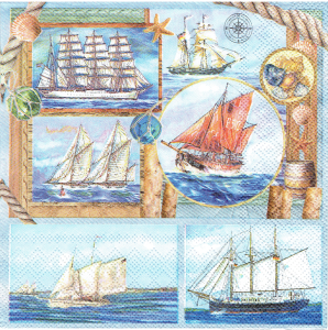 Serwetka decoupage 33x33 cm - statki, morze