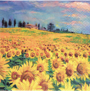 Serwetka decoupage 33x33 cm - kwiaty, widok, słoneczniki