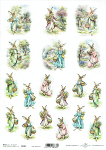 Papier ryżowy A4 ITD do decoupage - Wielkanoc, zające, zajączki 