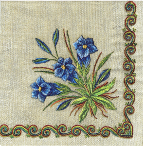 Serwetka decoupage 33x33 cm - folklor, ludowa, kwiaty, goryczka